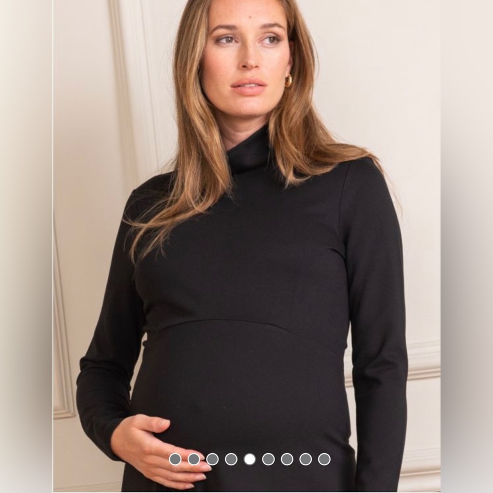 Seraphine Black Long Sleeve High Neck Maternity Dress EUC